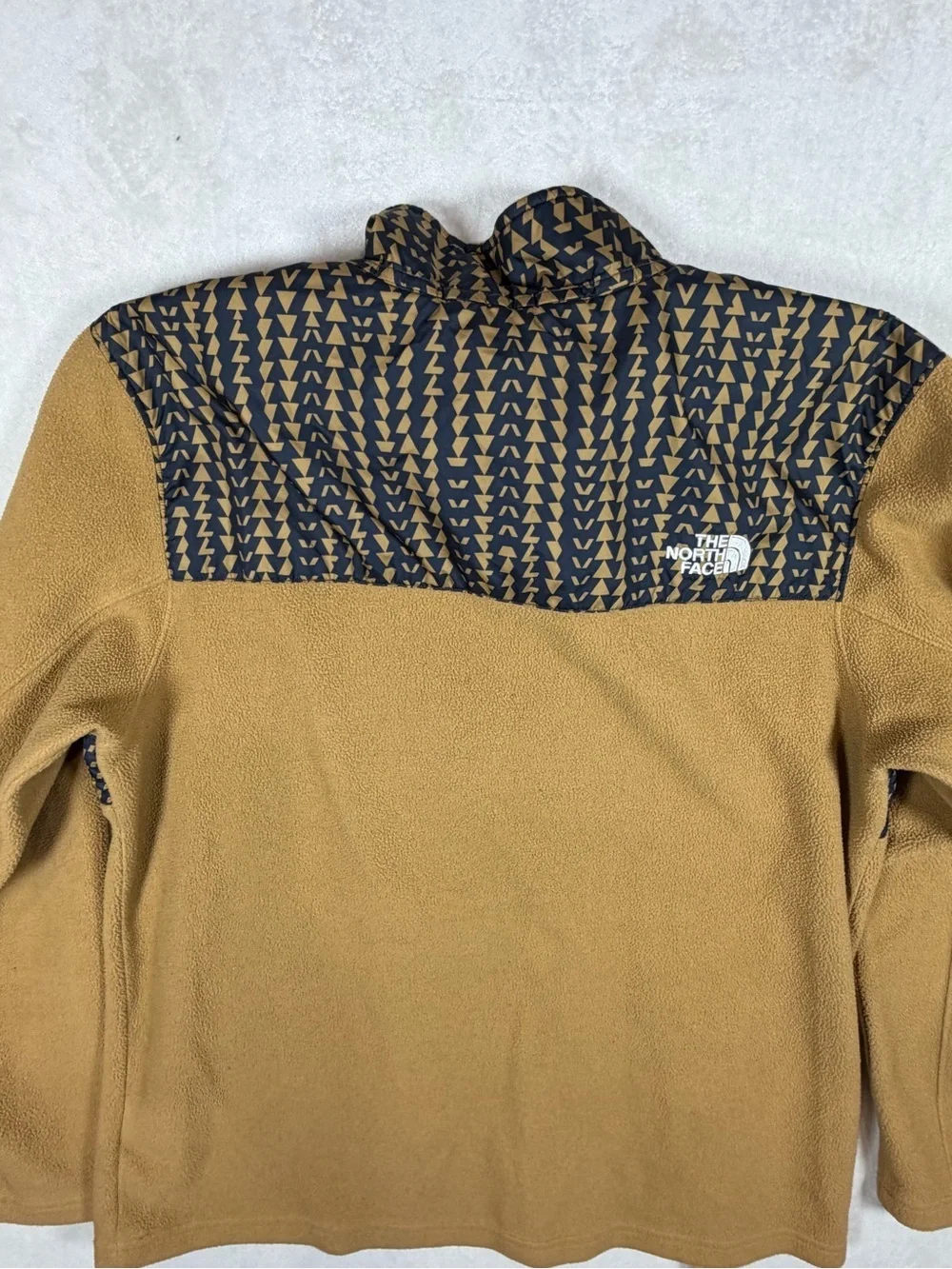 The North Face Large Men’s Zip-Up Fleece Aztec Pullover - Tan and Black Pattern